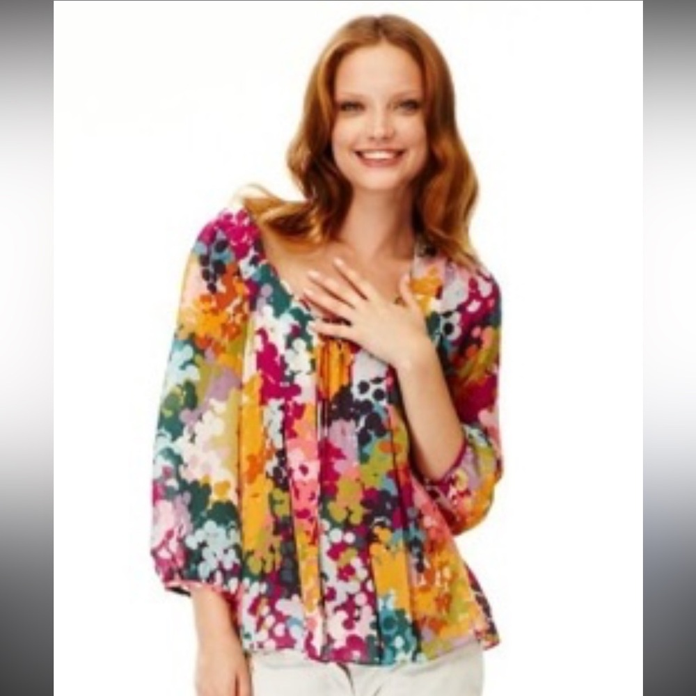 Anthropologie Leifsdottir Silk Multicolor Floral Blouse Women’s 6 - Picture 7 of 7